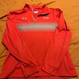 Under Armour Red and Gray Quarter-Zip Pullover